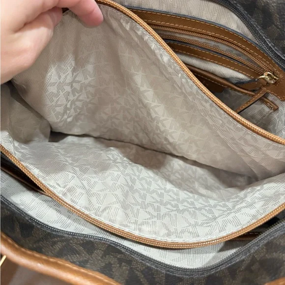 Michael Kors Dark Brown Logo Tote with Tan Trim - Picture 5 of 6